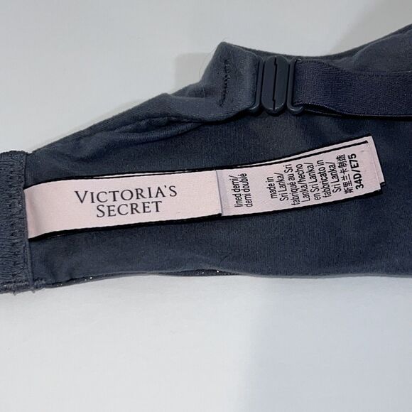 Victoria Secret Body Bra 34D Gray Lined Demi Underwire Sexy Comfortable - Picture 5 of 6